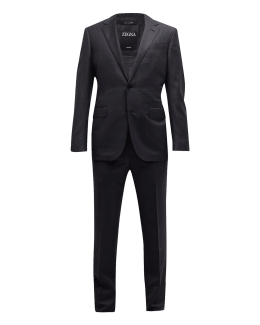 ZEGNA Men's Solid Wool Twill Suit | Neiman Marcus