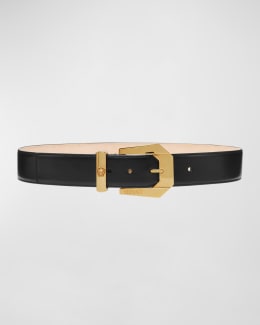 Versace La Medusa 20mm Leather Belt, Black | Neiman Marcus Versace La Medusa 20mm Leather Belt, Black | Neiman Marcus