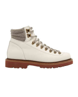 Brunello Cucinelli Men's Leather Lace-Up Hiking Boots | Neiman Marcus
