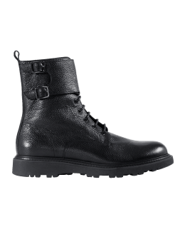 Prada Men's Re-Nylon & Leather Zip Pocket Combat Boots | Neiman Marcus