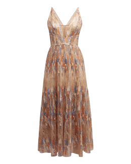 Linda Deep V-neck Sequin Midi Dress main image 1