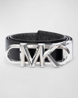 Michael Kors MK Logo Reversible Black Leather Belt | Neiman  display picture 1