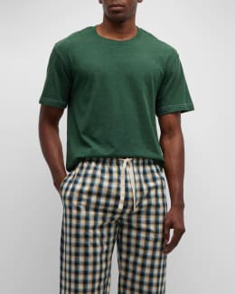 Mens Paisley Pajamas Set Silk Green