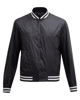 Emporio Armani Men's embossed-monogram Zipped Bomber Jacket - Black - Casual Jackets