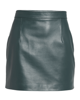 Khaite Ralfa Leather Mini Skirt | Neiman Marcus