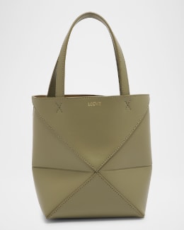 Loewe Puzzle Fold Medium Tote Bag in Shiny Bicolor Leather