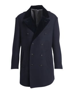 Maison Margiela Men's Double-Breasted Wool Peacoat | Neiman Marcus