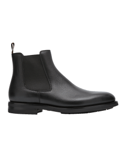 Burberry Men's Check-Print Leather Chelsea Boots | Neiman Marcus