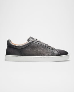 Brunello Cucinelli Men's Grained Calfskin Low-Top Sneakers