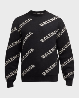 Balenciaga Men s Allover Tonal Logo Cardigan Sweater Neiman Marcus