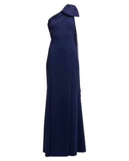 Rickie Freeman for Teri Jon Draped One-Shoulder Ruffle Gown | Neiman Marcus
