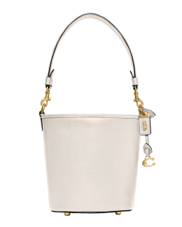 Brown drawstring bucket bag. Crocodile, Glazed, Gold. ALESSIA – MARIA OLIVER