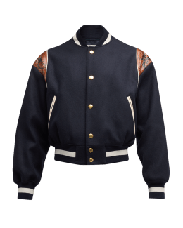 Mens Louis Vuitton Wool Calf Black Varsity Jacket