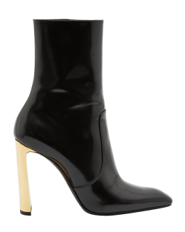 Ysl logo clearance heel boots