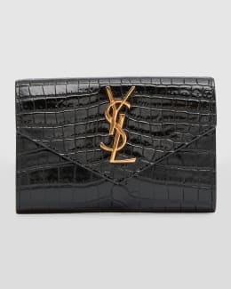 Saint Laurent Uptown YSL Pouch in Grained Leather | Neiman