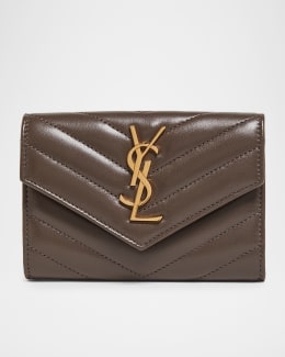 Saint Laurent YSL Monogram Small Flap Wallet in Grained Leather