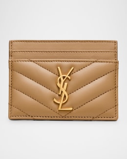 Saint Laurent YSL Monogram Card Case in Grained Leather