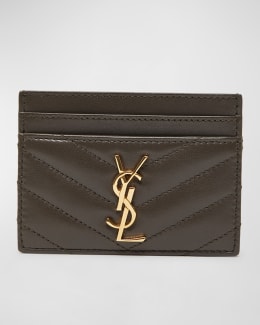 Saint Laurent YSL Monogram Small Flap Wallet in Grained Leather