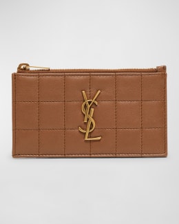 Saint Laurent Quilted Leather Trifold Wallet - Beige - One Size