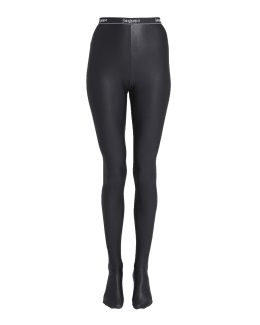 Versace Fall 2019 Runway Black Lace Panelled Jersey Leggings / Tights Size 1