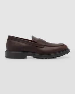 Bottega Veneta Men's Chunky Lug Glossy Leather Penny Loafers