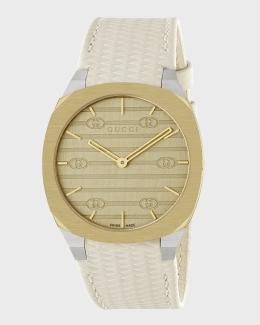 Gucci Gucci Bamboo Gold-Plated White Dial Watch, 22x17mm | Neiman