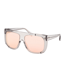 Saint Laurent Oversized Shield Sunglasses, 69mm ($520) ❤ liked on Polyvore  featuring accessories, eyewear, sungla…