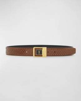 Saint Laurent YSL Python Leather Belt | Neiman Marcus