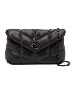 Saint Laurent College Large Quilted Leather V-Flap Shoulder Bag Black