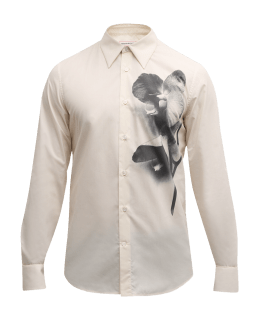 Balmain Men's Monogram Scarf Print Shirt
