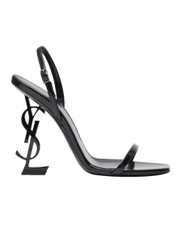 Saint Laurent Opyum YSL Logo-Heel Sandals with Golden Hardware | Neiman ...