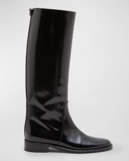 Fendi Filo FF Canvas & Leather Knee-High Boots | Neiman Marcus