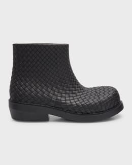 Bottega Veneta Men's Lug-Sole Woven Leather Ankle Boots Bottega Veneta Men's Lug-Sole Woven Leather Ankle Boots