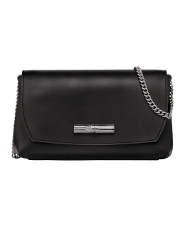 Longchamp Roseau Sac porté Travers Jade Croc-Embossed Leather Women's Crossbody Bag L2079924323