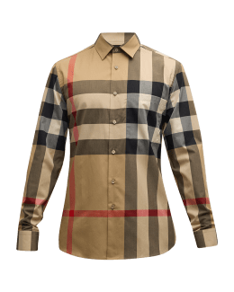 Burberry Men s Somerton Check Short Sleeve Sport Shirt Neiman Marcus