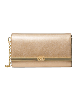 Michael Kors Chelsea Large Contrast Gold Leather Convertible Clutch