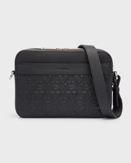 Bottega Veneta Men s Borsa Leather Shoulder Bag Black Silver