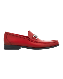 Ferragamo Men's Bleecker Leather Lug-Sole Loafers with Reversible