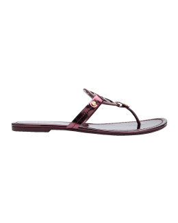 Tory Burch Miller Metallic Embossed Logo Thong Sandals | Neiman Marcus