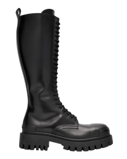 Fendi Leather Combat Boot with FF Cuff Neiman Marcus