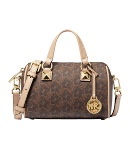 Gigi Small Metallic Empire Logo Jacquard Messenger Bag