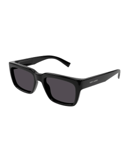 Saint Laurent Men's Mask Flat-Top Propionate Shield Sunglasses