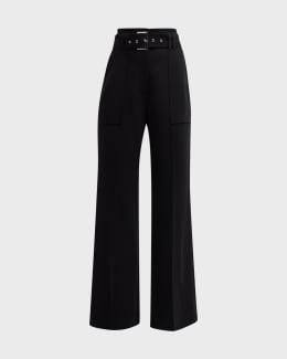 Joseph Tafira High-Rise Flare Gabardine Pants | Neiman Marcus