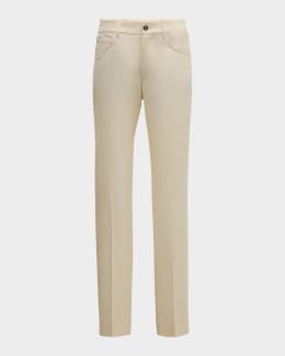 Giorgio Armani Men's Cotton-Silk Stretch Pants | Neiman Marcus