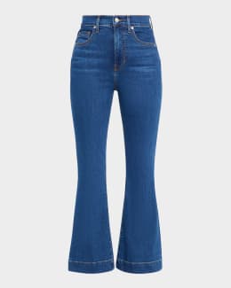 Cinq a Sept Loren Topstitched Cropped Bootcut Denim Pants | Neiman
