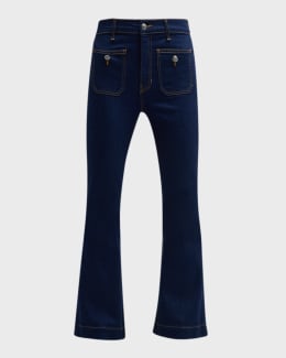 Veronica Beard Crosbie Wide-Leg Coated Jeans | Neiman Marcus