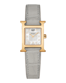 Hermes H Heure Watch Small Model Rose Gold Full Diamond Case – labelluxe