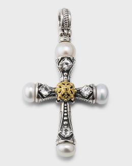 Konstantino 18k Gold Blue Spinel Cross Pendant | Neiman Marcus