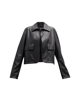 Alice + Olivia Yardley Vegan-Leather Cropped Jacket | Neiman Marcus