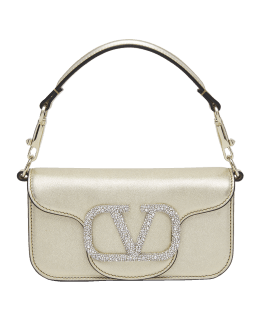 Valentino Crystal Embellished Suede Medium Roman Stud Bag - Pink Handle Bags,  Handbags - VAL351480